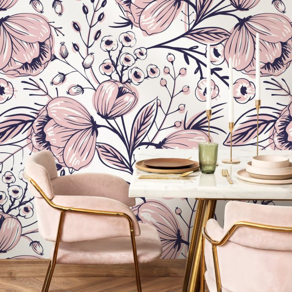Pink Floral Wallpaper Dubai