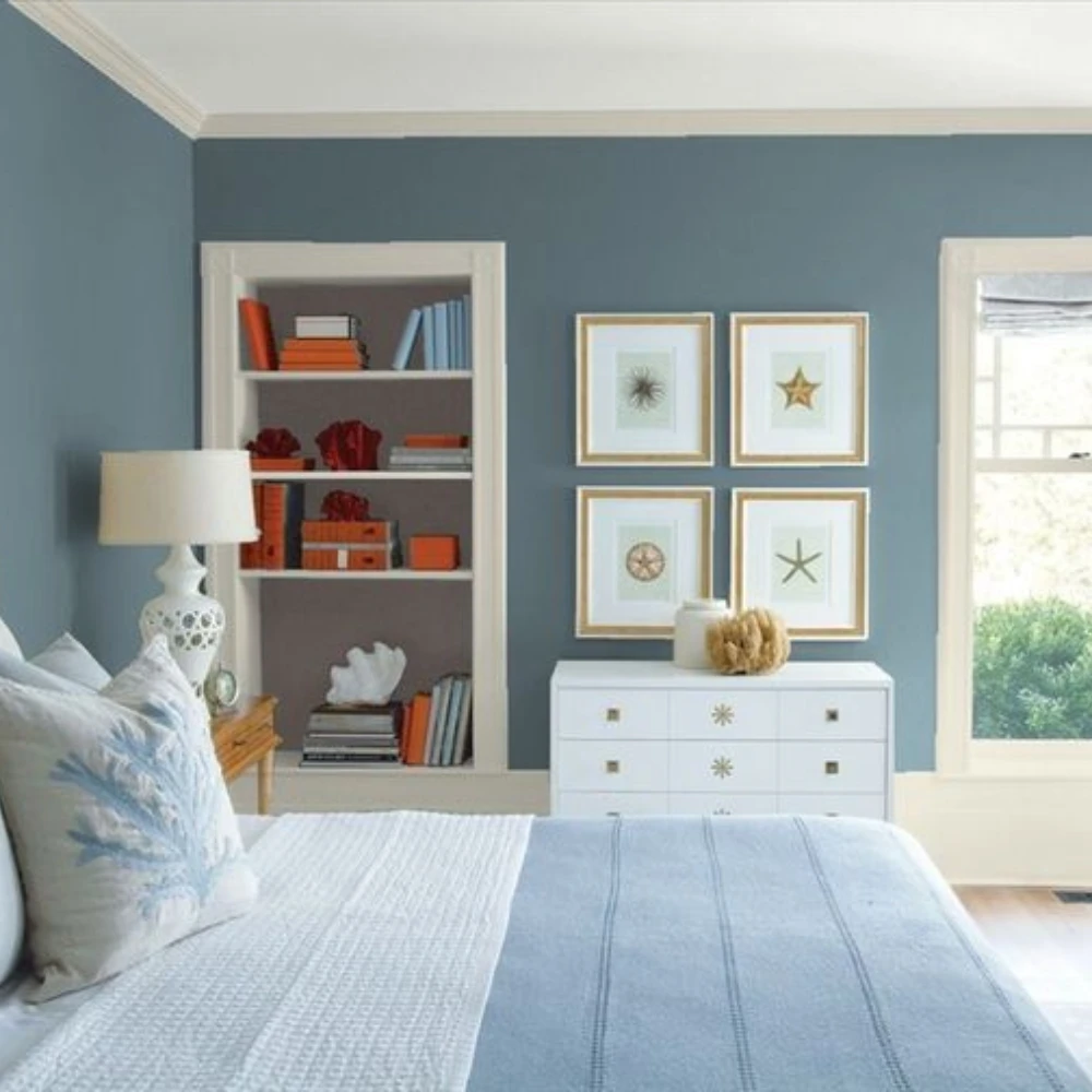 Grey painted bedroom walls