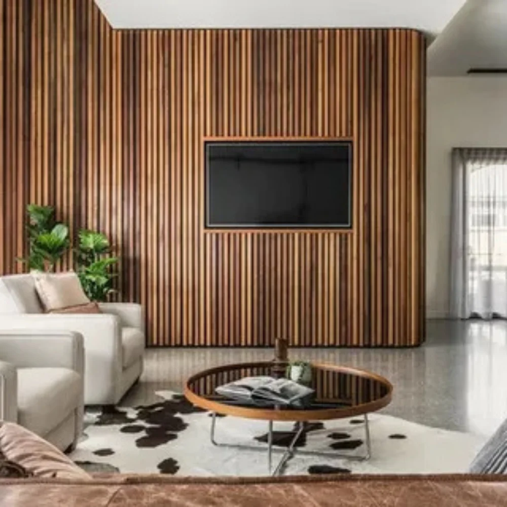 Tv unit with wall cladding