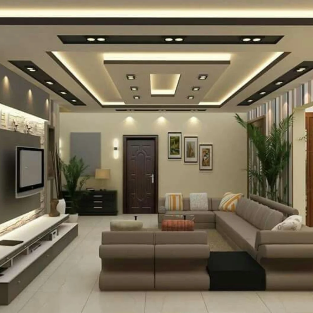 Modern living room false ceiling design in Dubai