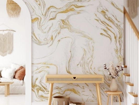 Liquid Gold Marble Wallpaper - Modern Luxury for Living Room